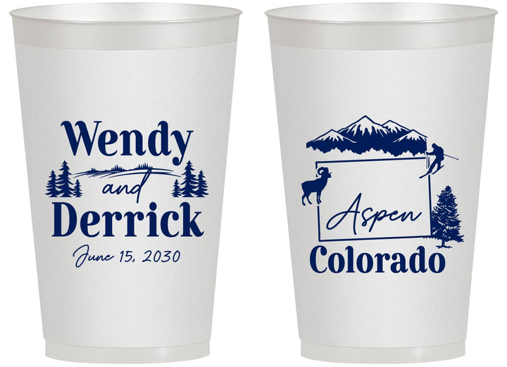 Personalized Wedding 14 oz Frosted Cups - Colorado | 155
