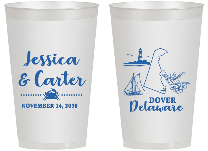 Personalized Wedding 14 oz Frosted Cups - Delaware | 157