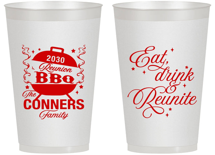 Personalized Family Reunion 14 oz Frosted Cups - Bbq Eat Drink Reunite | 160000
