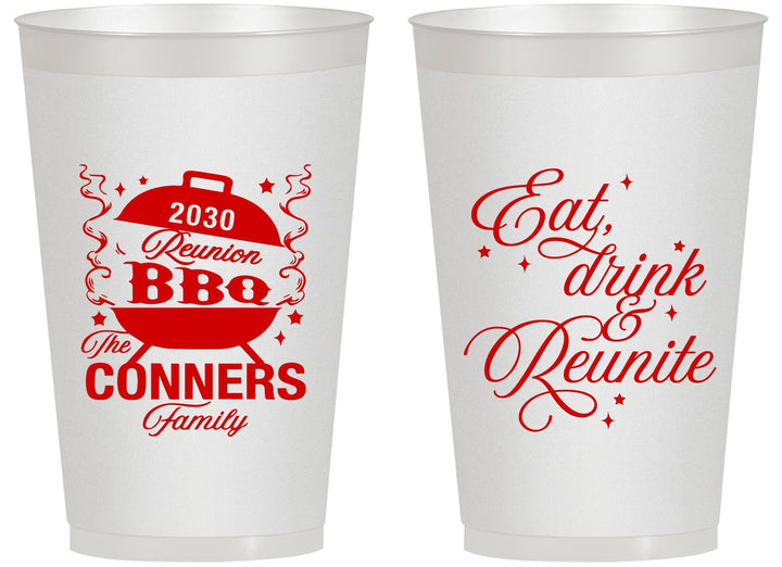 Personalized Family Reunion 14 oz Frosted Cups - Bbq Eat Drink Reunite | 160000