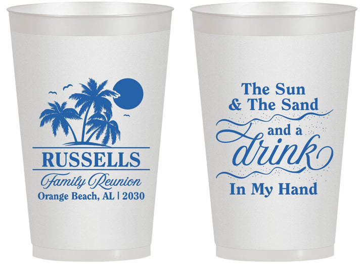 Personalized Family Reunion 14 oz Frosted Cups - Sun Sand Drink Beach | 160015