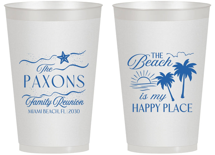 Personalized Family Reunion 14 oz Frosted Cups - Beach Is My Happy Place | 160016