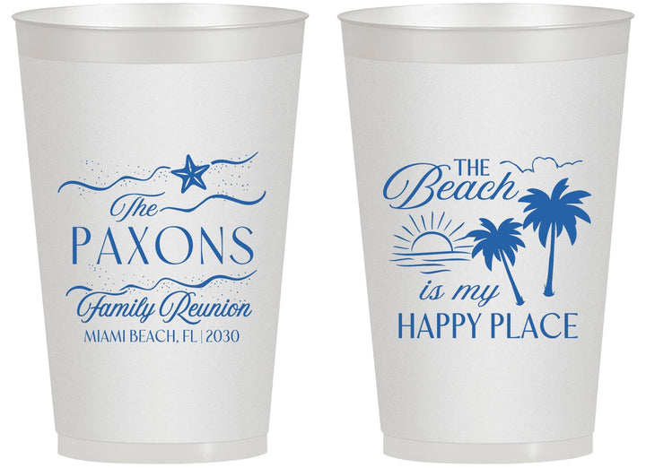 Personalized Family Reunion 14 oz Frosted Cups - Beach Is My Happy Place | 160016