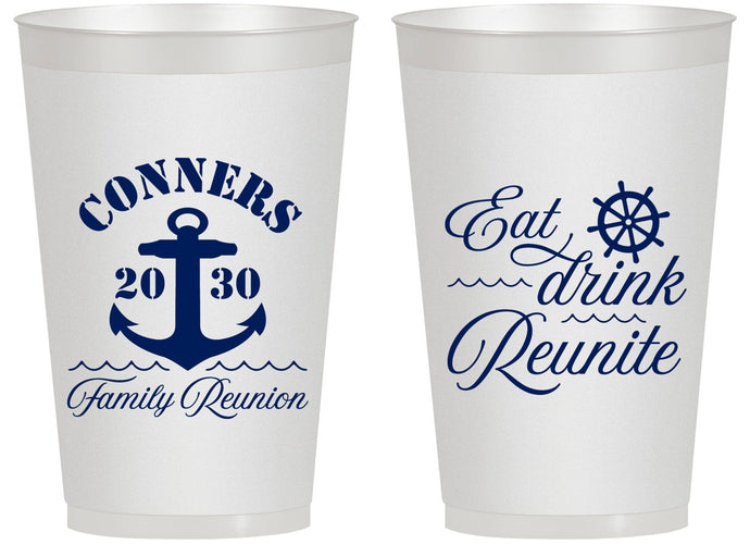 Personalized Family Reunion 14 oz Frosted Cups - Cruise Anchor | 160028
