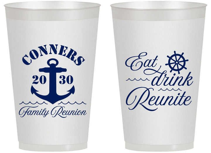 Personalized Family Reunion 14 oz Frosted Cups - Cruise Anchor | 160028