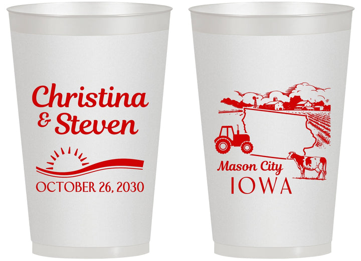 Personalized Wedding 14 oz Frosted Cups - Iowa | 164
