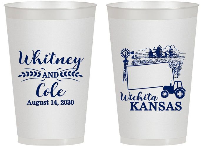 Personalized Wedding 14 oz Frosted Cups - Kansas | 165