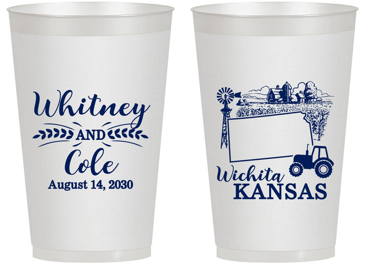 Personalized Wedding 14 oz Frosted Cups - Kansas | 165