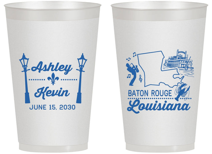 Personalized Wedding 14 oz Frosted Cups - Louisiana | 167