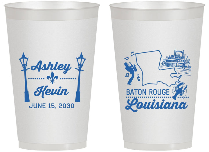 Personalized Wedding 14 oz Frosted Cups - Louisiana | 167