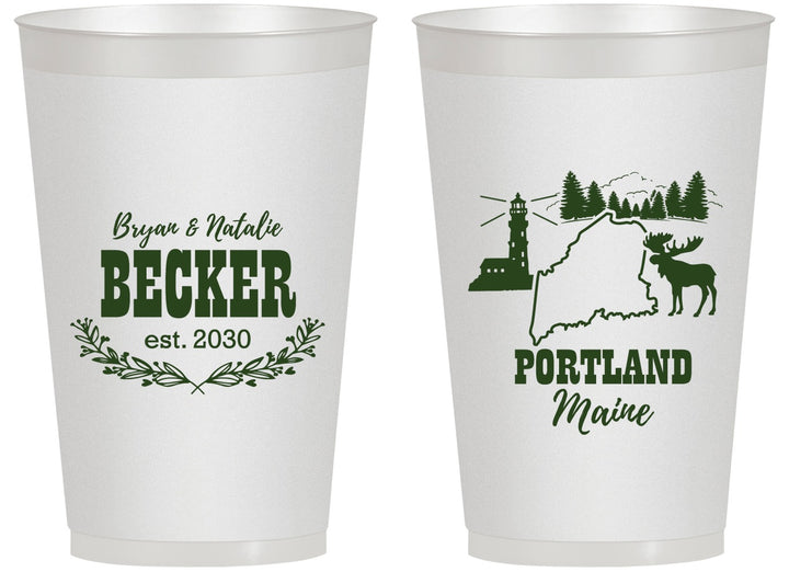 Personalized Wedding 14 oz Frosted Cups - Maine | 168