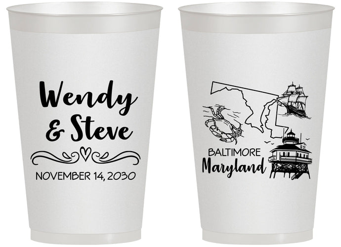 Personalized Wedding 14 oz Frosted Cups - Maryland | 169