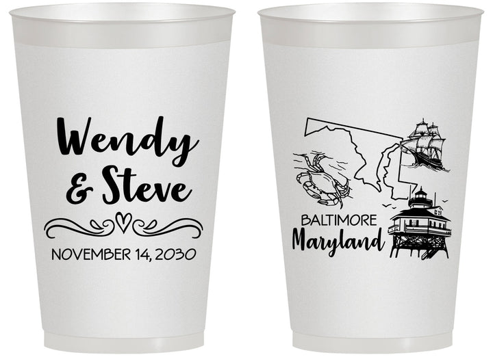 Personalized Wedding 14 oz Frosted Cups - Maryland | 169