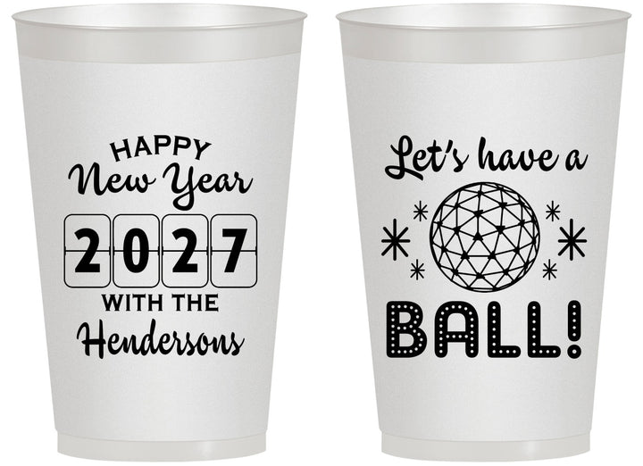Personalized New Years 14 oz Frosted Cups - 2027 Lets Have A Ball | 170001