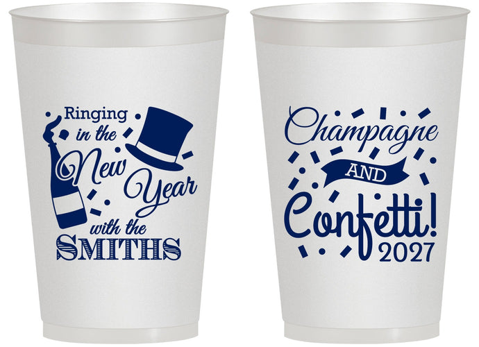 Personalized New Years 14 oz Frosted Cups - 2027 Confetti | 170003