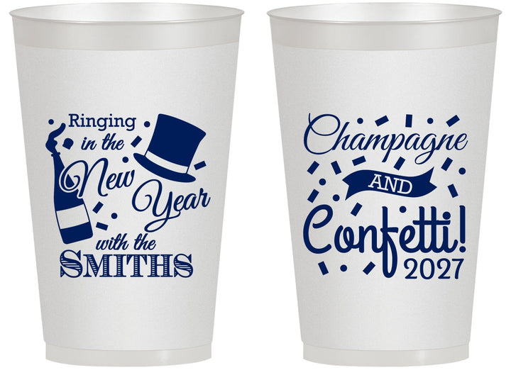 Personalized New Years 14 oz Frosted Cups - 2027 Confetti | 170003