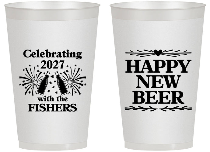 Personalized New Years 14 oz Frosted Cups - 2027 Happy New Beer | 170004