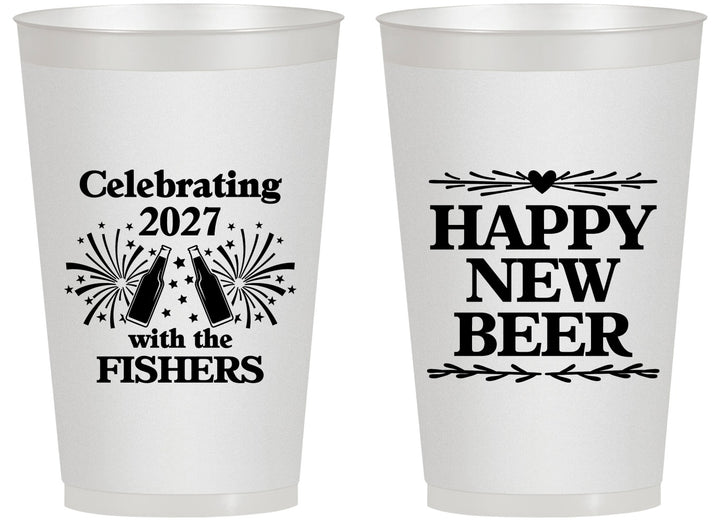 Personalized New Years 14 oz Frosted Cups - 2027 Happy New Beer | 170004