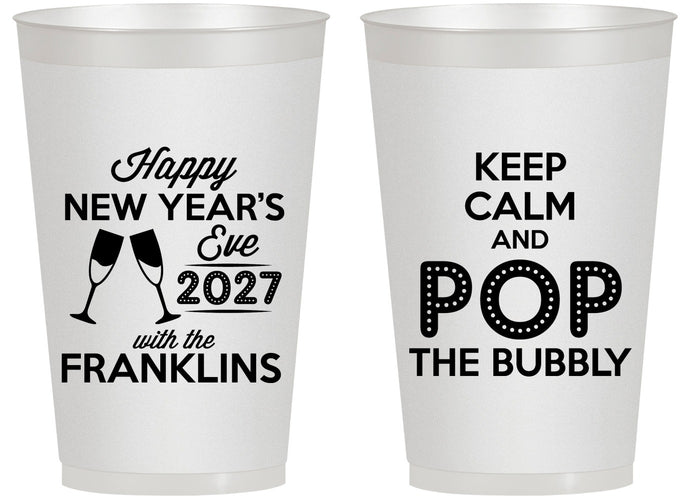 Personalized New Years 14 oz Frosted Cups - 2027 Pop The Bubbly | 170006