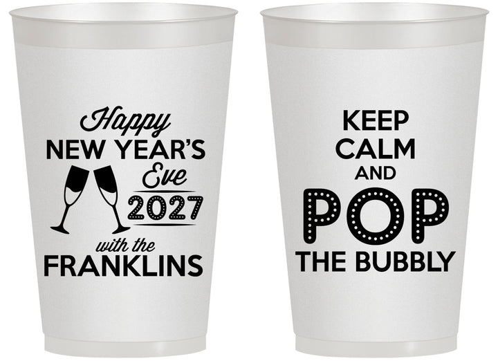 Personalized New Years 14 oz Frosted Cups - 2027 Pop The Bubbly | 170006