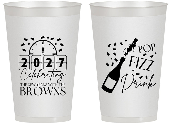 Personalized New Years 14 oz Frosted Cups - 2027 Pop Fizz Drink | 170009