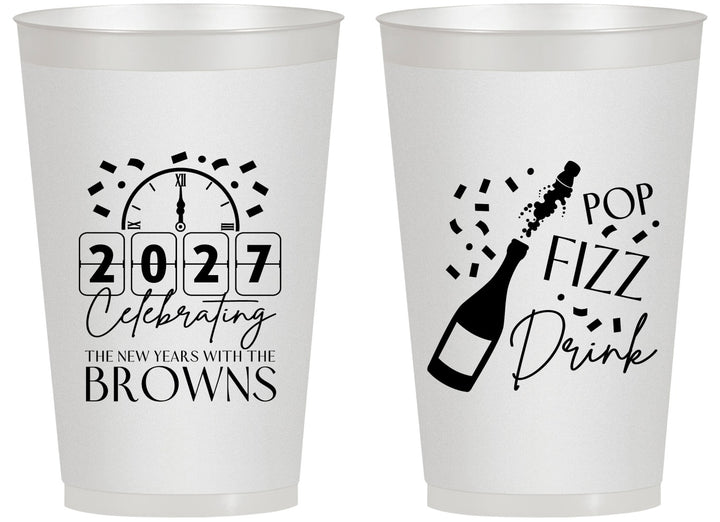 Personalized New Years 14 oz Frosted Cups - 2027 Pop Fizz Drink | 170009