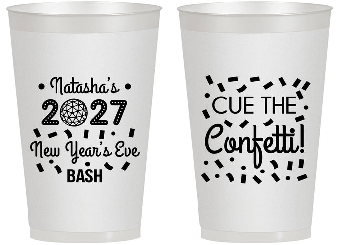 Personalized New Years 14 oz Frosted Cups - 2027 Nye Confetti | 170012