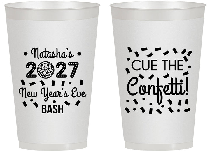 Personalized New Years 14 oz Frosted Cups - 2027 Nye Confetti | 170012