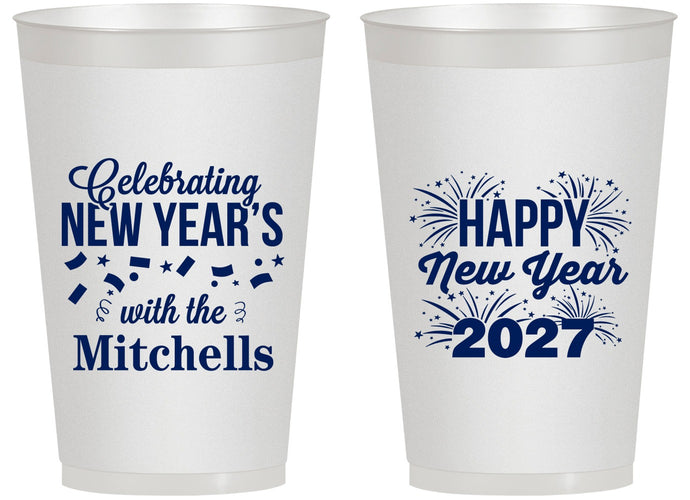 Personalized New Years 14 oz Frosted Cups - 2027 Nye Confetti | 170015