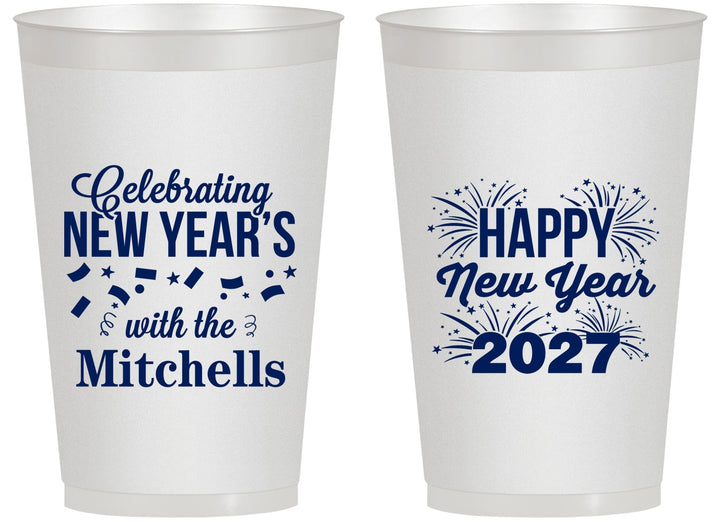 Personalized New Years 14 oz Frosted Cups - 2027 Nye Confetti | 170015