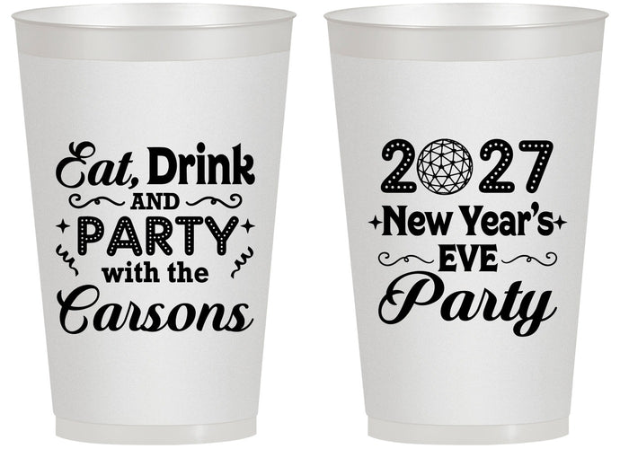 Personalized New Years 14 oz Frosted Cups - 2027 Eat Drink Party | 170022