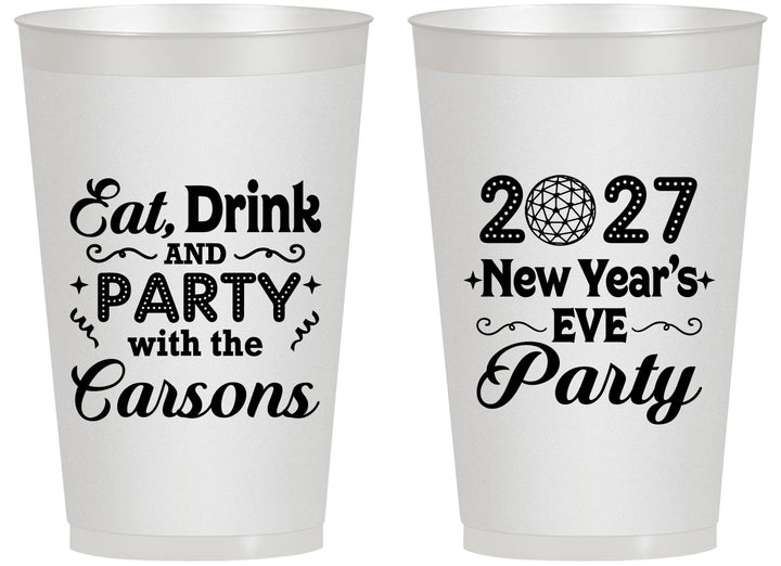 Personalized New Years 14 oz Frosted Cups - 2027 Eat Drink Party | 170022