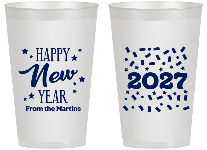 Personalized New Years 14 oz Frosted Cups - 2027 Confetti | 170027
