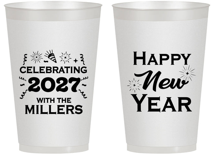 Personalized New Years 14 oz Frosted Cups - 2027 Nye Confetti | 170028