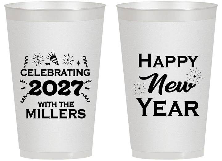 Personalized New Years 14 oz Frosted Cups - 2027 Nye Confetti | 170028