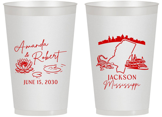 Personalized Wedding 14 oz Frosted Cups - Mississippi | 173