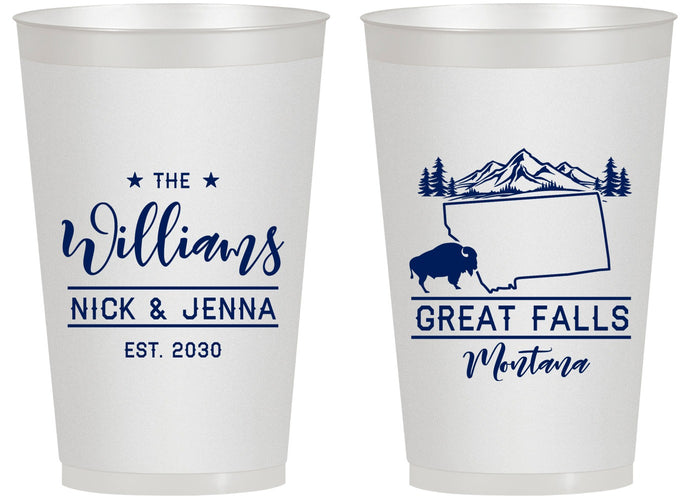 Personalized Wedding 14 oz Frosted Cups - Montana | 175