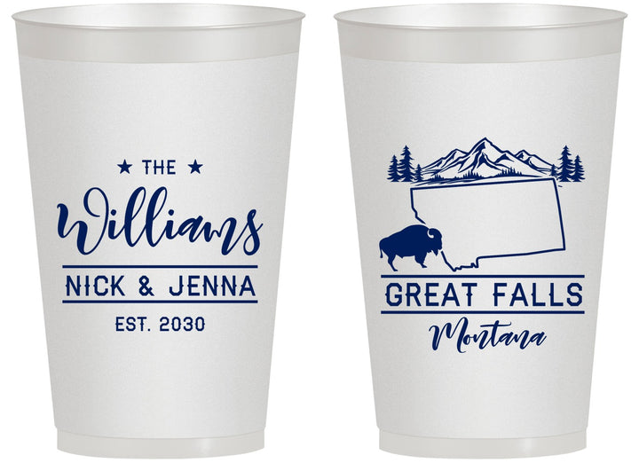 Personalized Wedding 14 oz Frosted Cups - Montana | 175