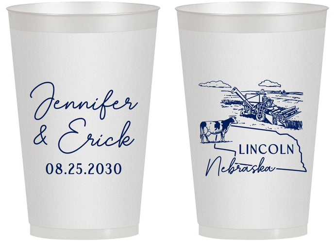 Personalized Wedding 14 oz Frosted Cups - Nebraska | 176