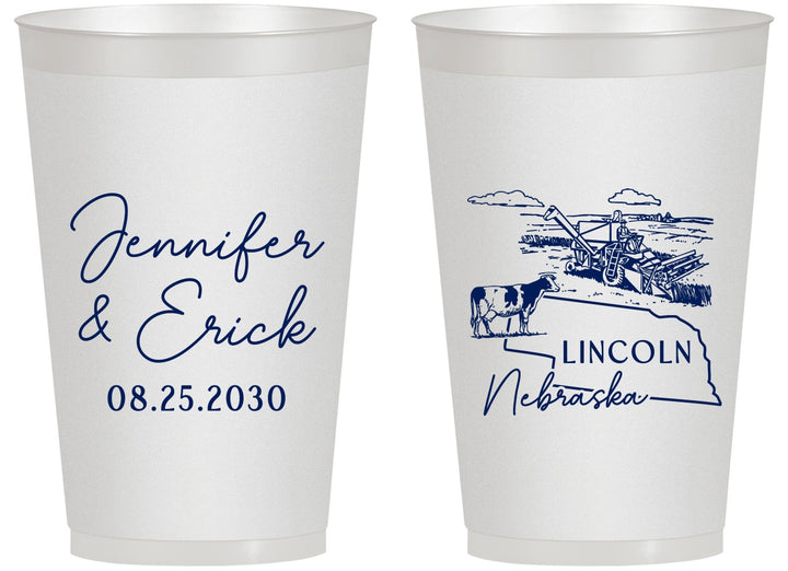 Personalized Wedding 14 oz Frosted Cups - Nebraska | 176