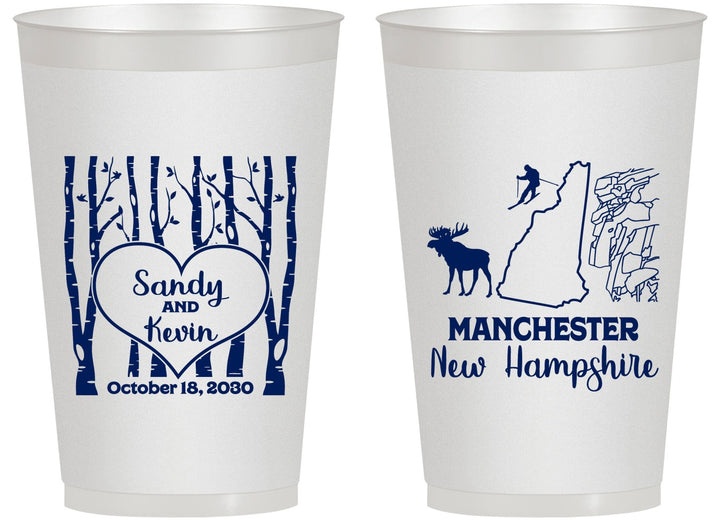 Personalized Wedding 14 oz Frosted Cups - New Hampshire | 178