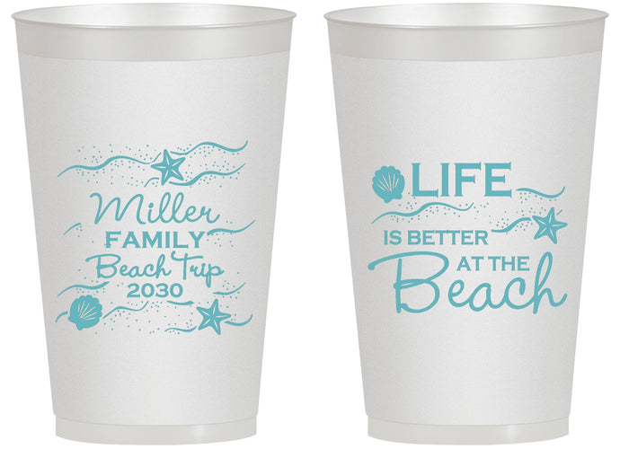 Personalized Family Vacation 14 oz Frosted Cups - Life Is Better At The Beach | 180001