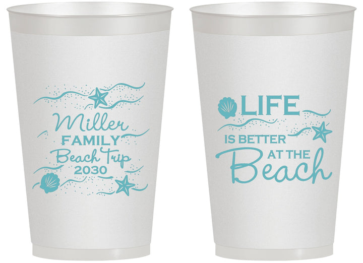 Personalized Family Vacation 14 oz Frosted Cups - Life Is Better At The Beach | 180001