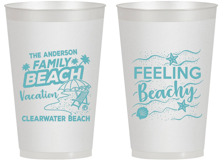 Personalized Family Vacation 14 oz Frosted Cups - Feeling Beachy | 180002