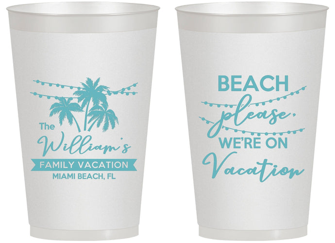 Personalized Family Vacation 14 oz Frosted Cups - Beach Please | 180004