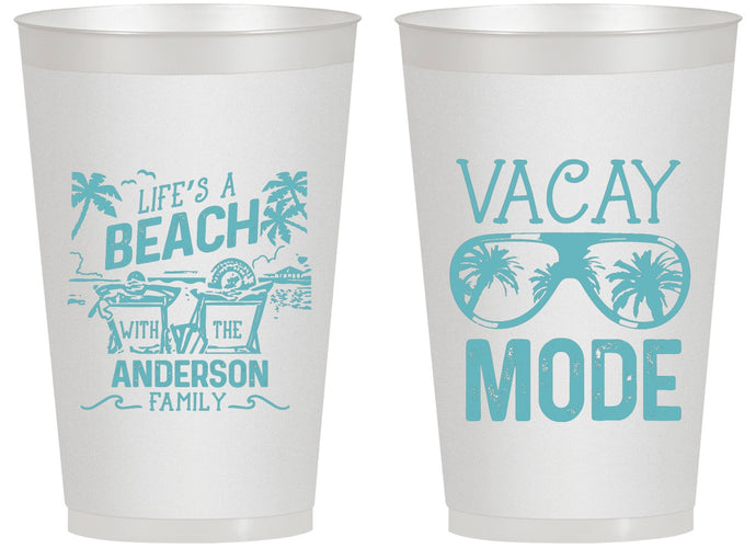 Personalized Family Vacation 14 oz Frosted Cups - Lifes A Beach | 180008