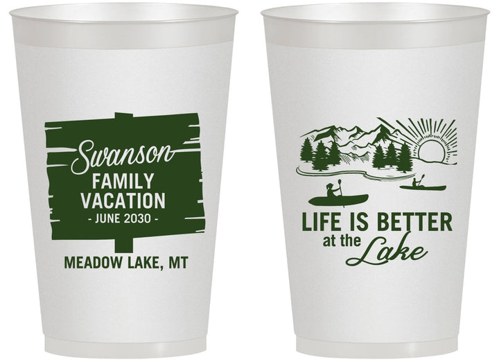 Personalized Family Vacation 14 oz Frosted Cups - Life Is Better At The Lake | 180010