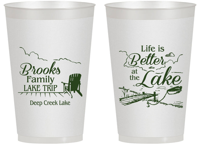 Personalized Family Vacation 14 oz Frosted Cups - Lake Camping | 180012