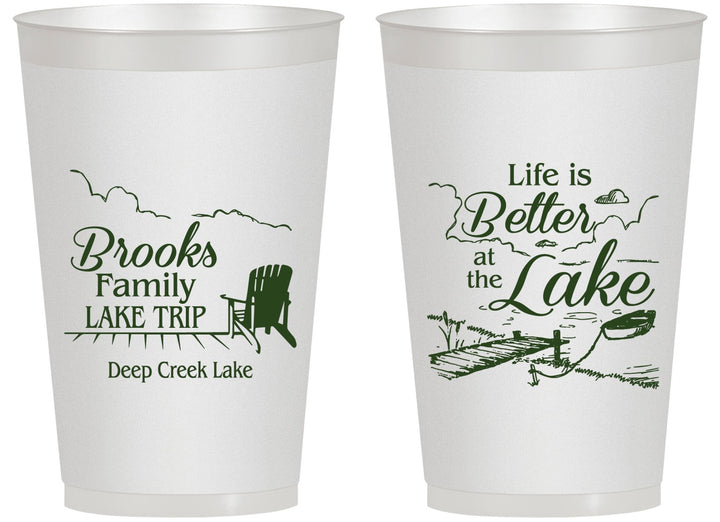 Personalized Family Vacation 14 oz Frosted Cups - Lake Camping | 180012