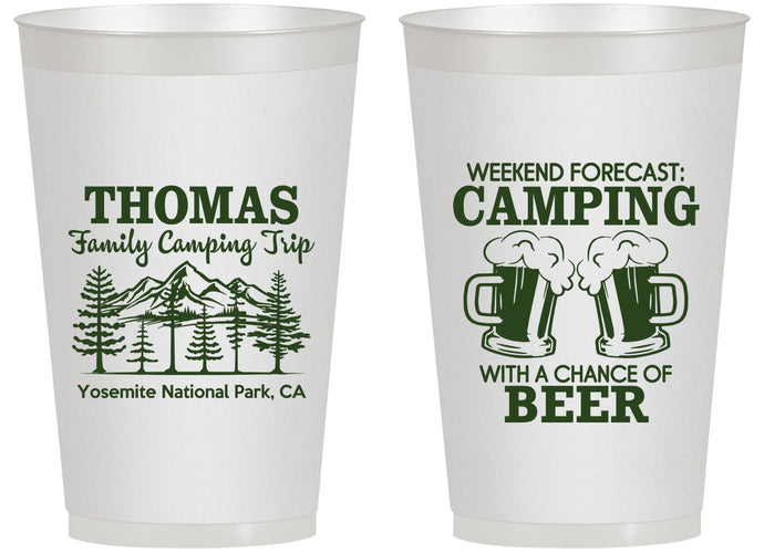 Personalized Family Vacation 14 oz Frosted Cups - Camping Park | 180013